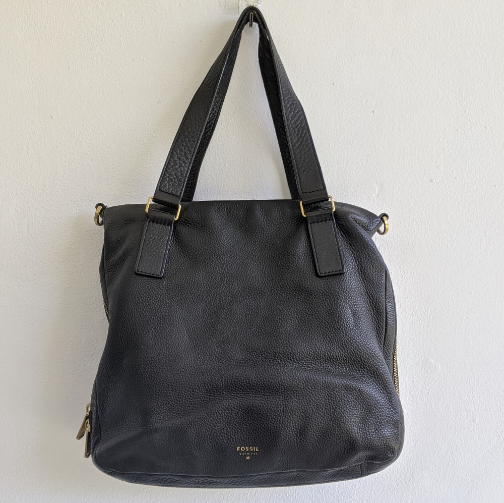 FOSSIL Black Preston Leather Shopper Bag